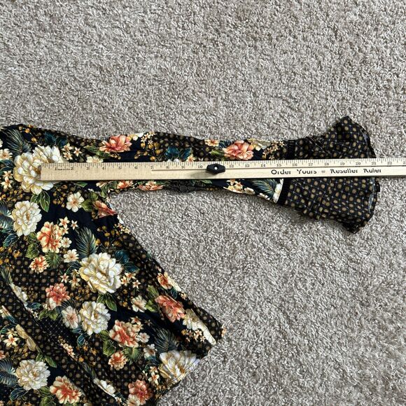 FARM Rio Siobhan Blouse size S Flare Sleeve Floral Button Top Boho Anthropologie - Picture 14 of 15